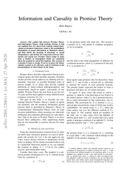 Information and Causality in Promise Theory