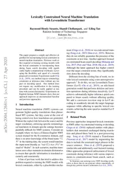 Lexically Constrained Neural Machine Translation with Levenshtein
  Transformer