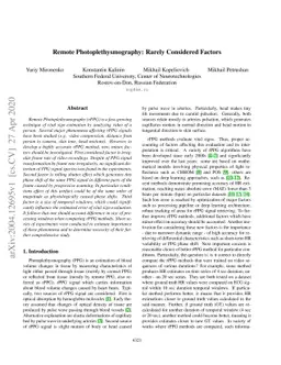 Remote Photoplethysmography: Rarely Considered Factors