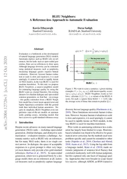 BLEU Neighbors: A Reference-less Approach to Automatic Evaluation