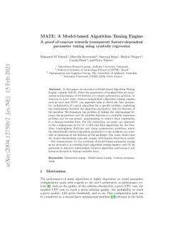 MATE: A Model-based Algorithm Tuning Engine