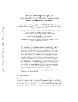 Fitness Landscape Analysis of Dimensionally-Aware Genetic Programming
  Featuring Feynman Equations