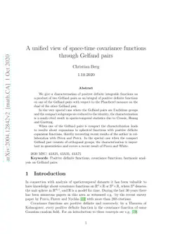 A unified view of space-time covariance functions through Gelfand pairs