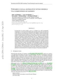 Towards causal generative scene models via competition of experts