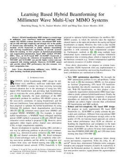 Learning Based Hybrid Beamforming for Millimeter Wave Multi-User MIMO
  Systems