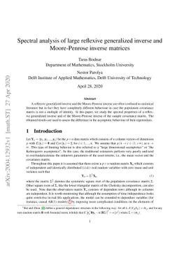 Spectral analysis of large reflexive generalized inverse and
  Moore-Penrose inverse matrices