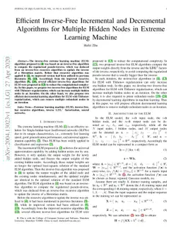 Efficient Inverse-Free Incremental and Decremental Algorithms for
  Multiple Hidden Nodes in Extreme Learning Machine