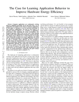 The Case for Learning Application Behavior to Improve Hardware Energy
  Efficiency
