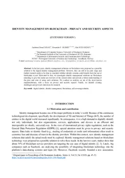 Identity Management on Blockchain -- Privacy and Security Aspects