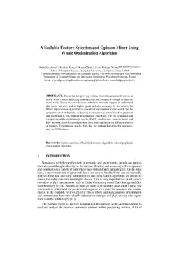 A Scalable Feature Selection and Opinion Miner Using Whale Optimization
  Algorithm
