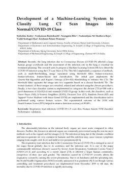 Development of a Machine-Learning System to Classify Lung CT Scan Images
  into Normal/COVID-19 Class
