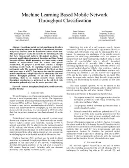 Machine Learning Based Mobile Network Throughput Classification