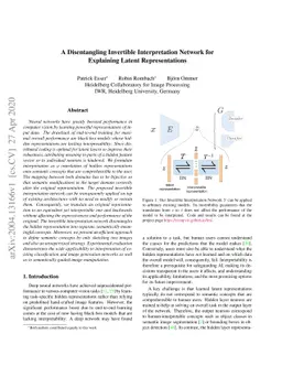 A Disentangling Invertible Interpretation Network for Explaining Latent
  Representations