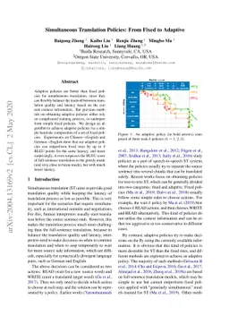 Simultaneous Translation Policies: From Fixed to Adaptive