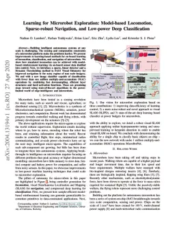 Learning for Microrobot Exploration: Model-based Locomotion,
  Sparse-robust Navigation, and Low-power Deep Classification