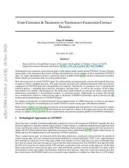 User Concerns & Tradeoffs in Technology-Facilitated Contact Tracing