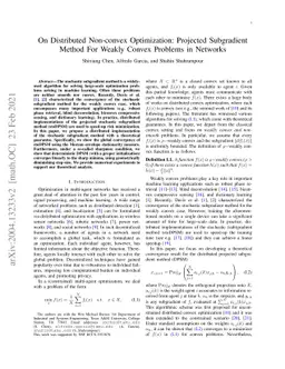 On Distributed Non-convex Optimization: Projected Subgradient Method For
  Weakly Convex Problems in Networks