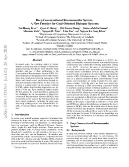 Deep Conversational Recommender Systems: A New Frontier for
  Goal-Oriented Dialogue Systems