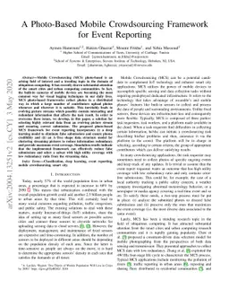 A Photo-Based Mobile Crowdsourcing Framework for Event Reporting