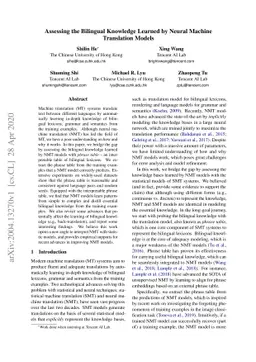 Assessing the Bilingual Knowledge Learned by Neural Machine Translation
  Models