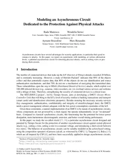 Modeling an Asynchronous Circuit Dedicated to the Protection Against
  Physical Attacks