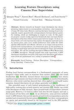 Learning Feature Descriptors using Camera Pose Supervision
