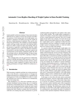 Automatic Cross-Replica Sharding of Weight Update in Data-Parallel
  Training