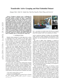 Transferable Active Grasping and Real Embodied Dataset