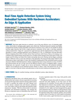 Real-Time Apple Detection System Using Embedded Systems With Hardware
  Accelerators: An Edge AI Application