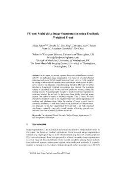 FU-net: Multi-class Image Segmentation Using Feedback Weighted U-net