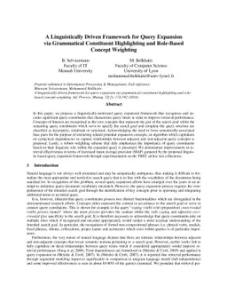A Linguistically Driven Framework for Query Expansion via Grammatical
  Constituent Highlighting and Role-Based Concept Weighting