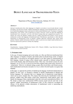 Detect Language of Transliterated Texts