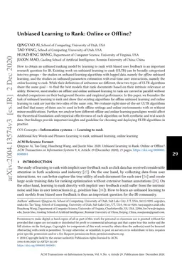 Unbiased Learning to Rank: Online or Offline?