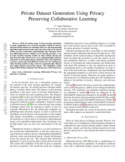 Private Dataset Generation Using Privacy Preserving Collaborative
  Learning