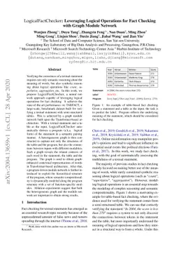 LogicalFactChecker: Leveraging Logical Operations for Fact Checking with
  Graph Module Network