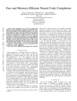 Fast and Memory-Efficient Neural Code Completion