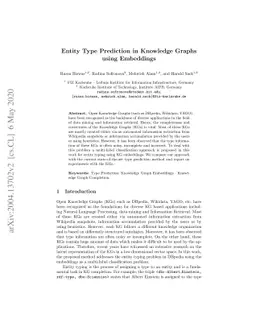 Entity Type Prediction in Knowledge Graphs using Embeddings