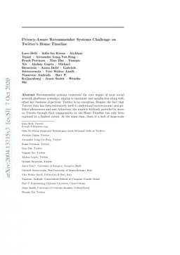 Privacy-Aware Recommender Systems Challenge on Twitter's Home Timeline