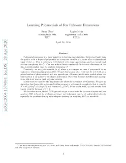 Learning Polynomials of Few Relevant Dimensions