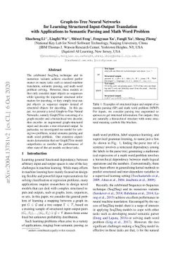Graph-to-Tree Neural Networks for Learning Structured Input-Output
  Translation with Applications to Semantic Parsing and Math Word Problem