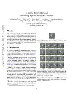 Minority Reports Defense: Defending Against Adversarial Patches