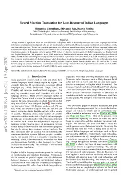 Neural Machine Translation for Low-Resourced Indian Languages