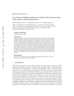 Uncertainty Modelling in Risk-averse Supply Chain Systems Using
  Multi-objective Pareto Optimization