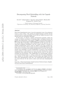 Decomposing Word Embedding with the Capsule Network