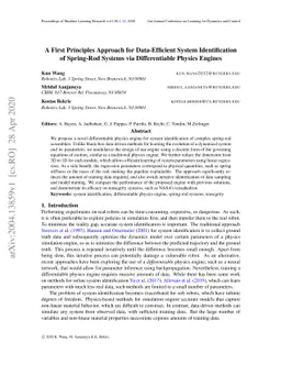 A First Principles Approach for Data-Efficient System Identification of
  Spring-Rod Systems via Differentiable Physics Engines