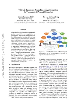 TXtract: Taxonomy-Aware Knowledge Extraction for Thousands of Product
  Categories