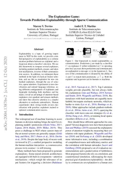 The Explanation Game: Towards Prediction Explainability through Sparse
  Communication