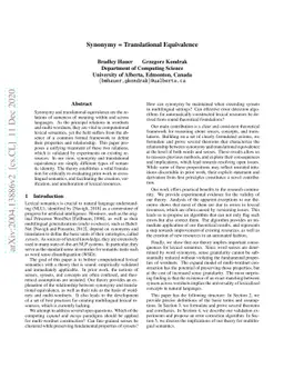 Synonymy = Translational Equivalence