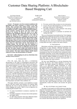 Customer Data Sharing Platform: A Blockchain-Based Shopping Cart