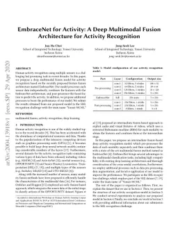 EmbraceNet for Activity: A Deep Multimodal Fusion Architecture for
  Activity Recognition
